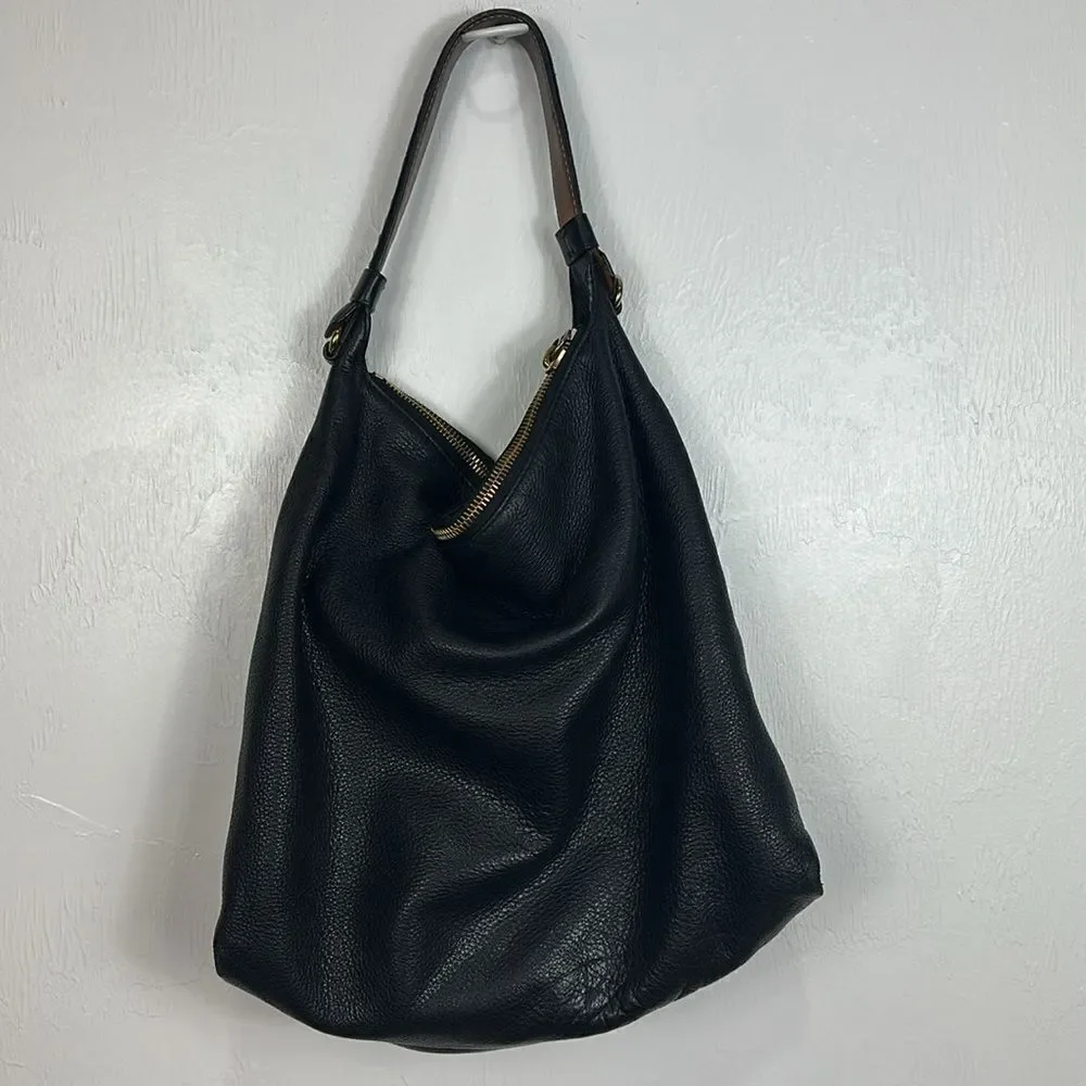 Reed Krakoff Black Leather Gold Tone Hardware Hobo Bag